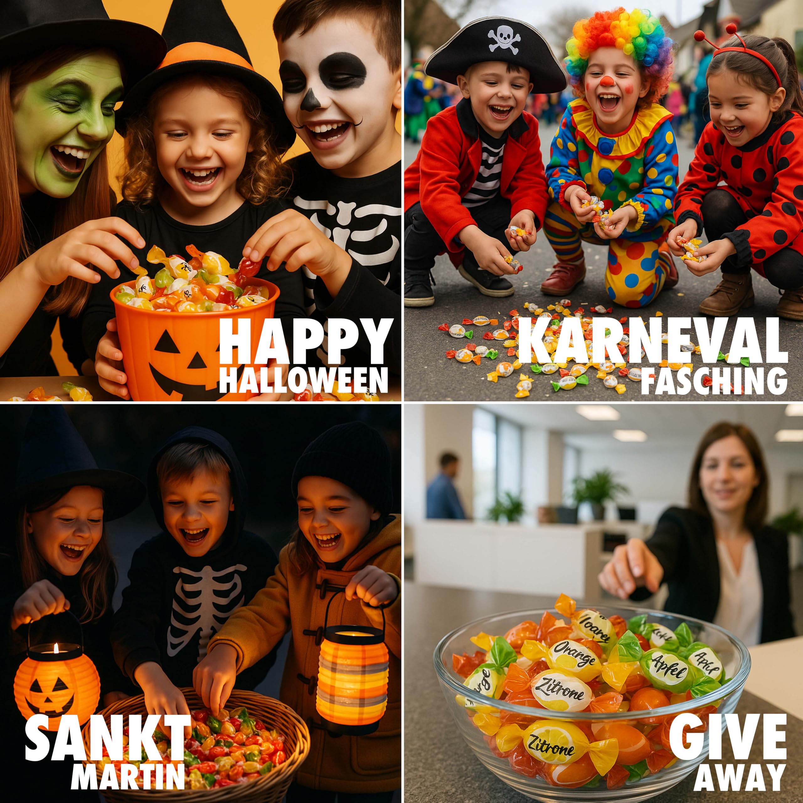 vontek 10 kg Bonbons Großpackung – 1800 Bonbons einzeln verpackt – Perfektes Wurfmaterial für Karneval, Fasching, Halloween, Messen – Fruchtbonbons, Mini Bonbons, bunt gemischt