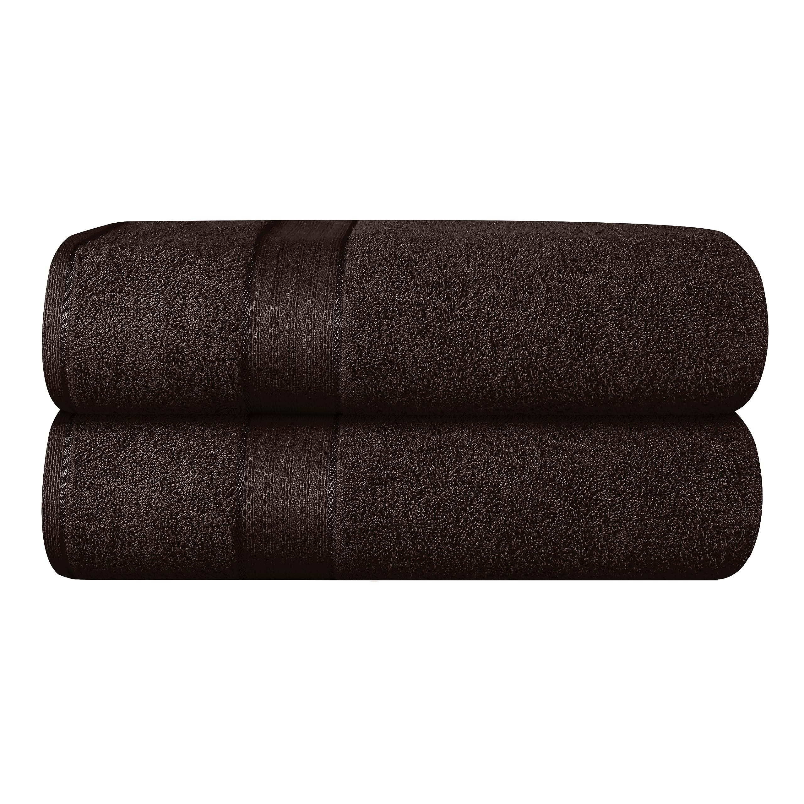 GLAMBURG 700 GSM Premium 2-Pack Oversized Extra Large Bath Sheet Set - 100% Combed Cotton - 2 Bath Sheet 35x70 - Luxury Hotel & Spa Quality - Durable Ultra Soft Highly Absorbent - Chocolate Brown