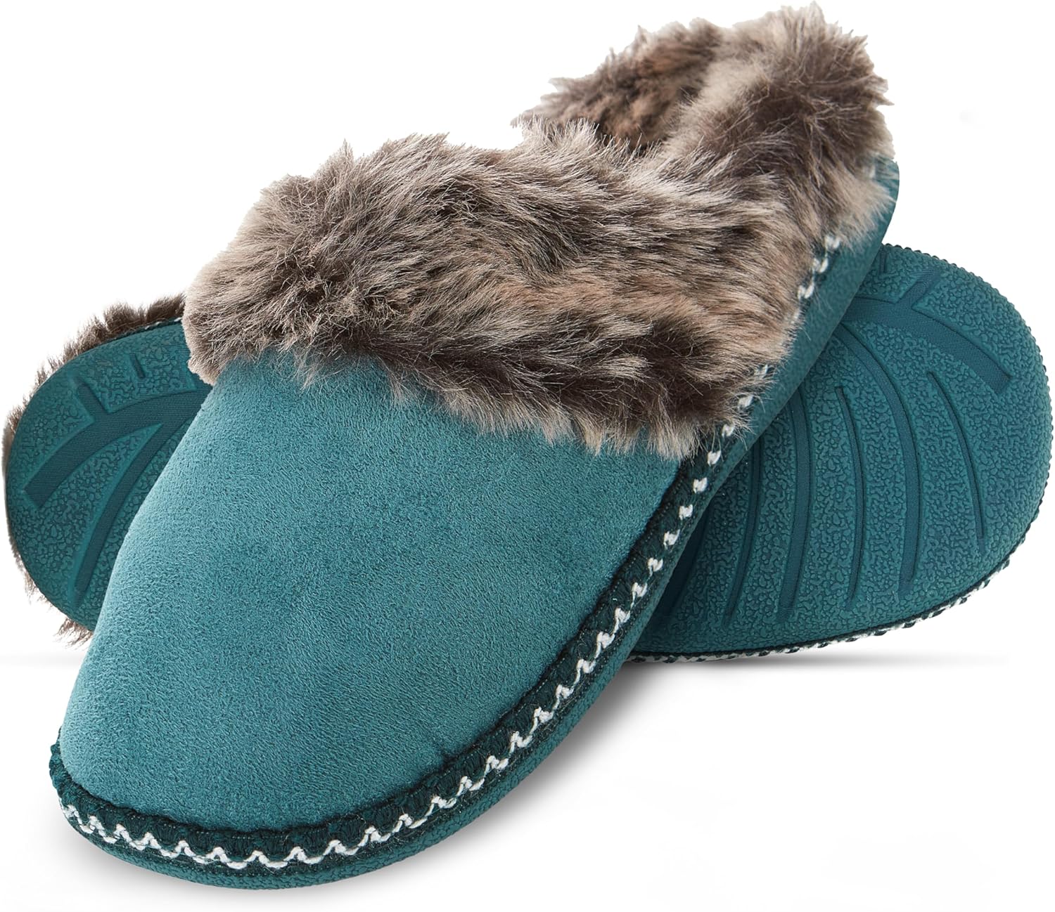 Floopi House Slippers for Women, Aztec Fur Lined Clog Womens Slippers Cozy Memory Foam with Indoor and Outdoor Anti Skid Sole