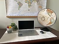 Vista 2 de Replogle Eureka globo de escritorio de 16 pulgadas con mapa de relieve antiguo actualizado y ensamblaje giromático completo. La hermosa bola
