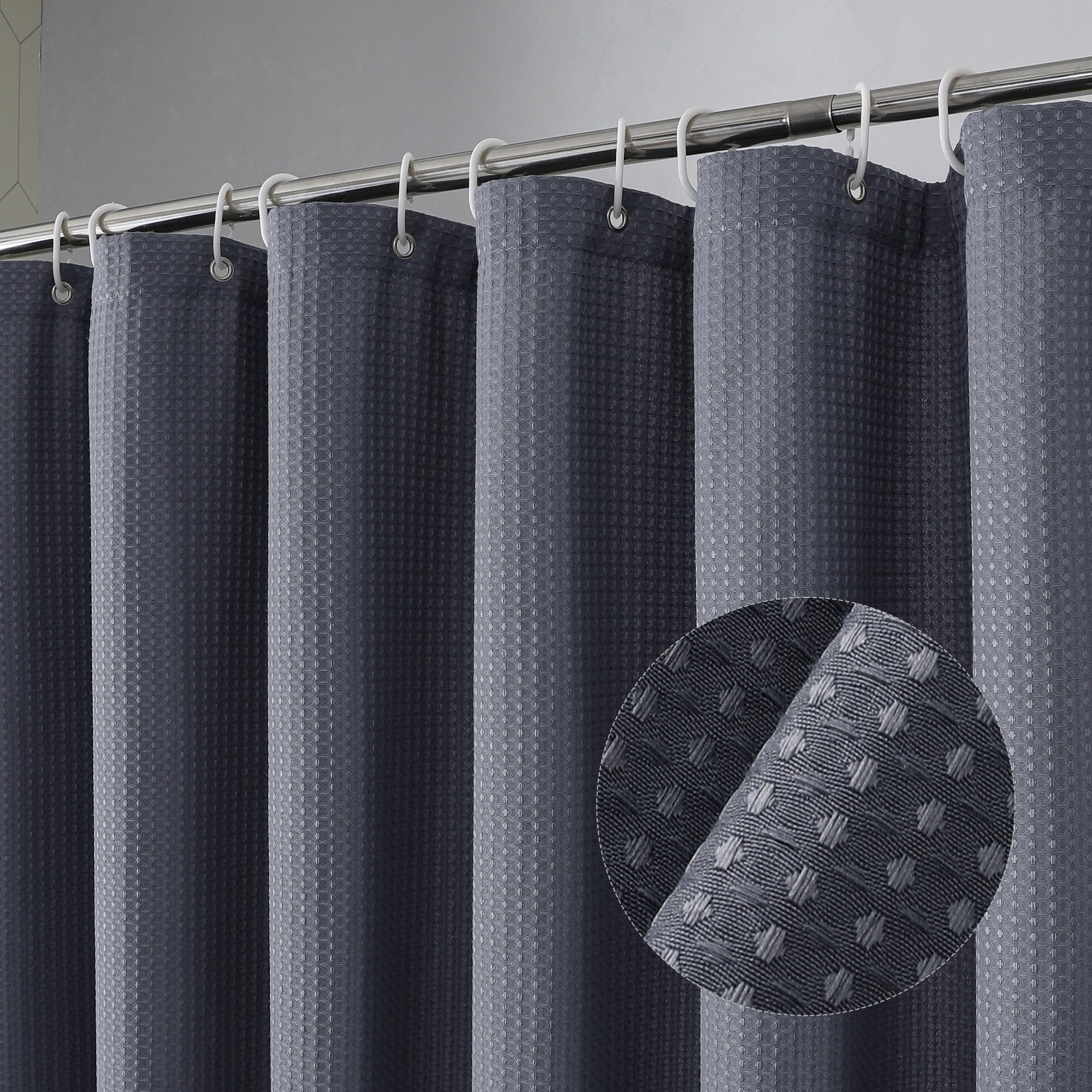 OVZME Stall Fabric Shower Curtain Set - 36x72, Waffle Weave 230GSM Heavy Duty Small Stall Shower Curtains for Narrow Stall Size, Machine Washable Bath