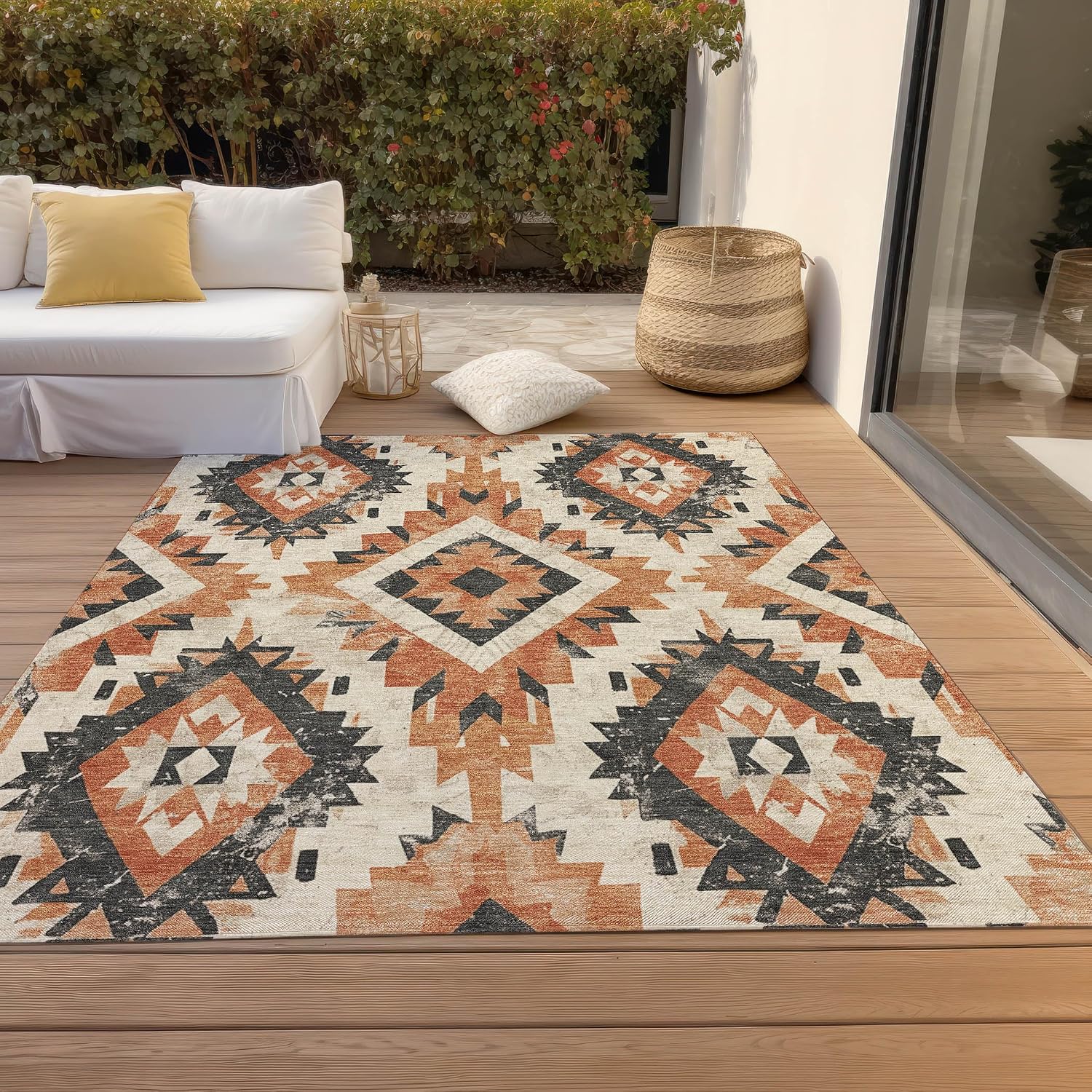 Addison Rugs Chantille ACN1878 Terracotta 3' x 5' Indoor/Outdoor, Machine Washable, Easy Clean, Non Shedding, Bedroom, Living Room, Dining Room, Kitchen, Patio Rug