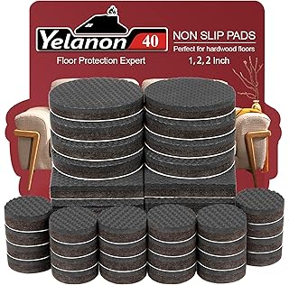 Non Slip Furniture Pads -40 pcs(1+2+2)" Furniture Grippers Hardwood Floors , Non Skid for Furniture Legs,Self Adhesive Rub...