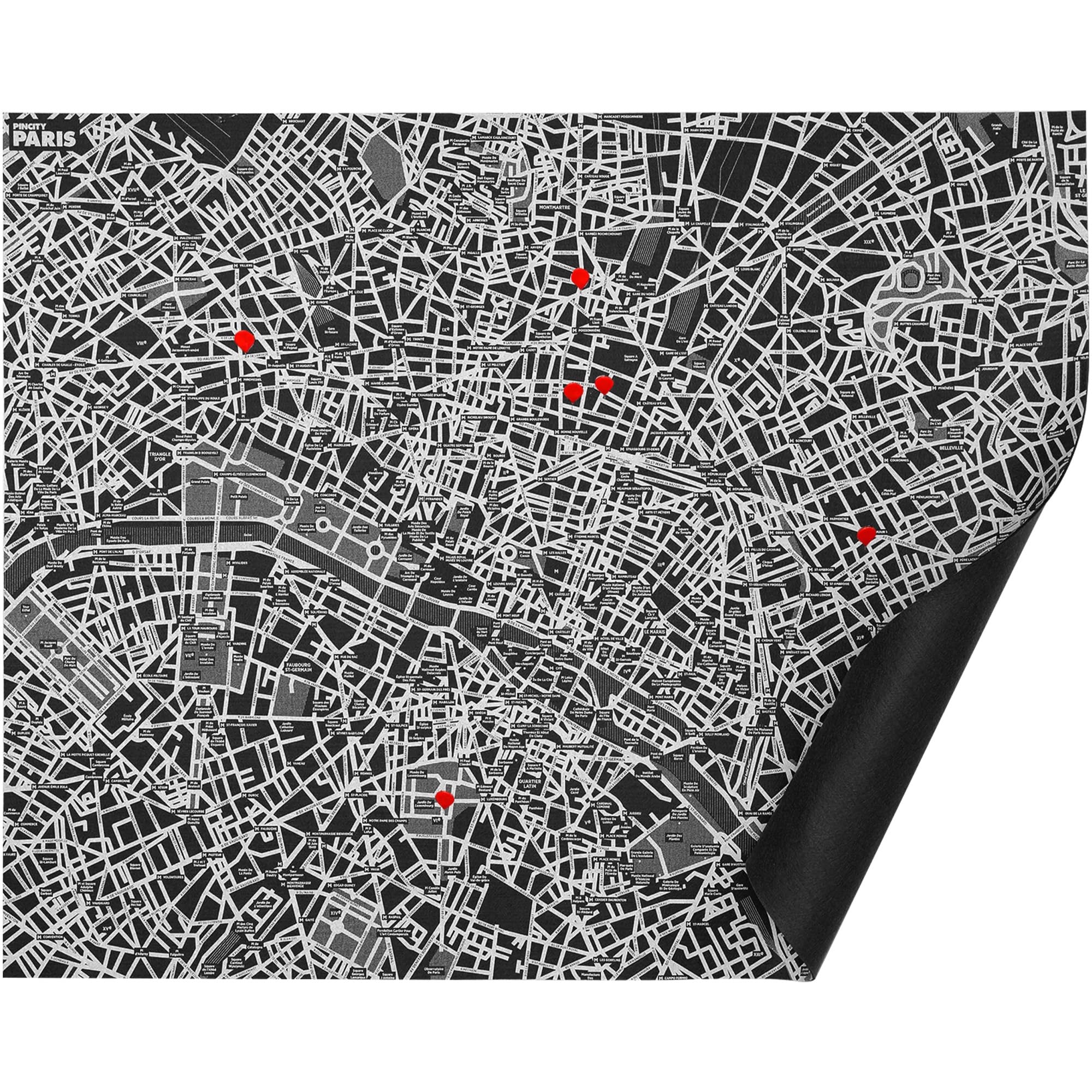 Palomar Pin City - Mappa da Parete Parigi, Nero