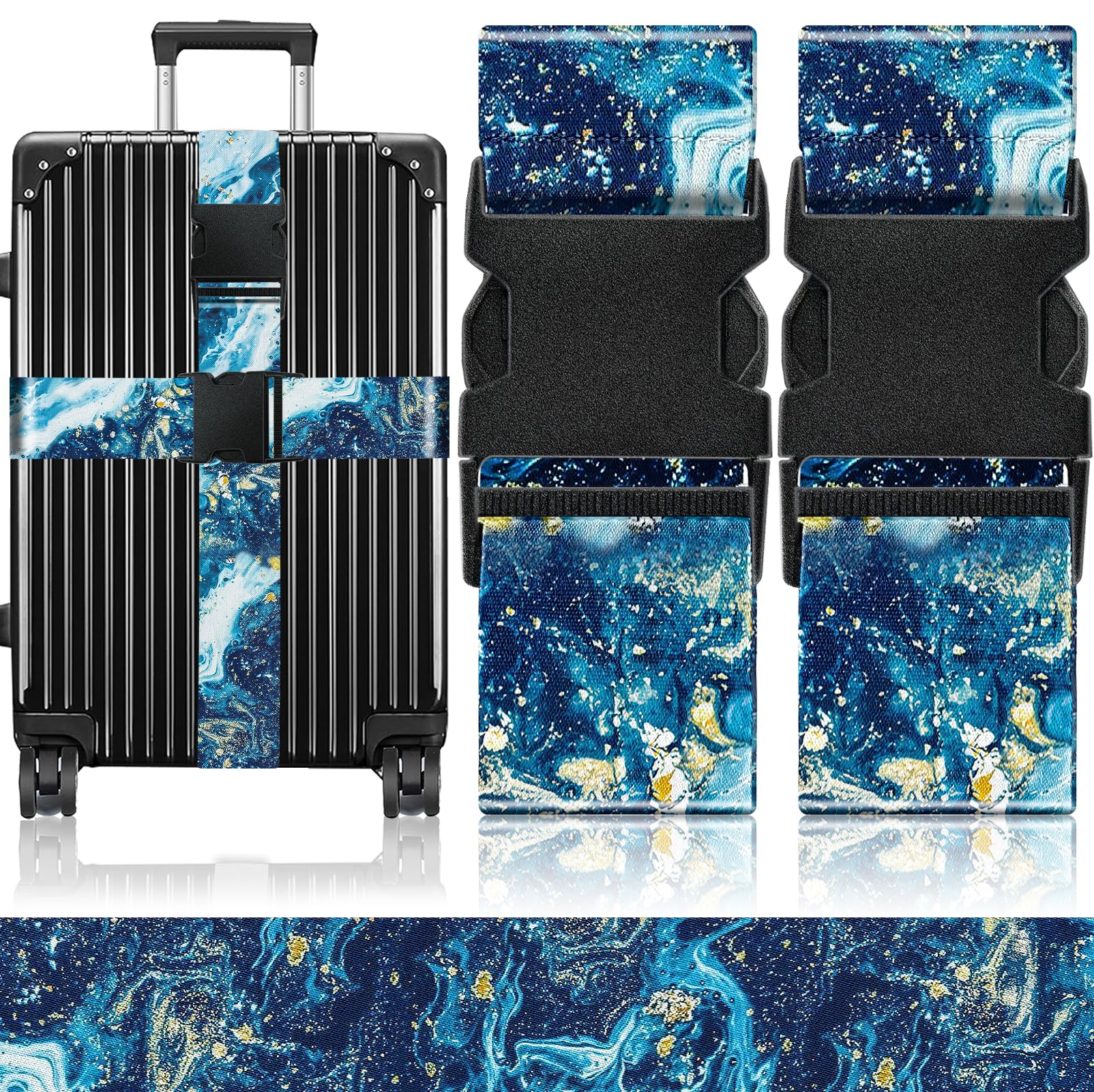 Slohif Luggage Straps for Suitcases Travel Belt Accessories Luggage Connector Identifiers Over Handle with Buckle Unique Nylon Adjustable Strap for