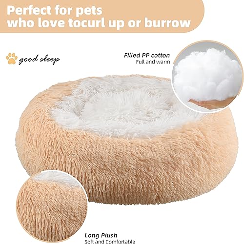 Miniatura 3 de Something Different Cama calmante para perros y gatos, cama redonda suave y antiansiedad, cálida y acogedora cama acolchada de felpa de piel