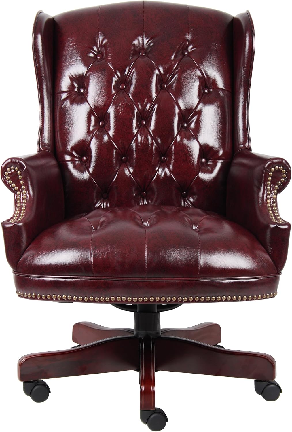 Boss Office Products B800-BY Wingback Traditional Chair in Burgundy