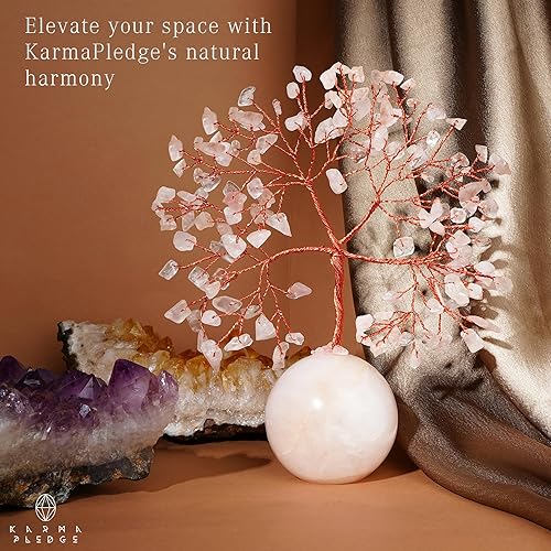 Miniatura 4 de Árbol de la vida de cristal hecho a mano para mujer, cristal curativo de cuarzo rosa y piedras para energía positiva, curación de reiki, meditación,