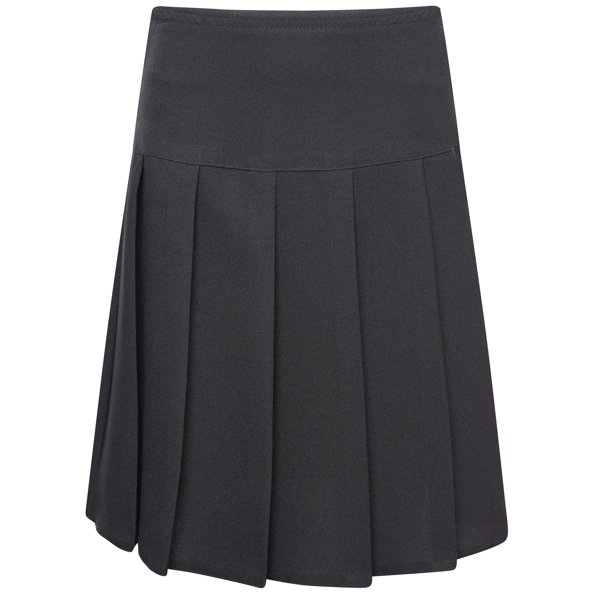 Clicktostyle Girls Black Kids Women School Uniform Colour All Round Knife Pleated Skirt (Women Size 16)