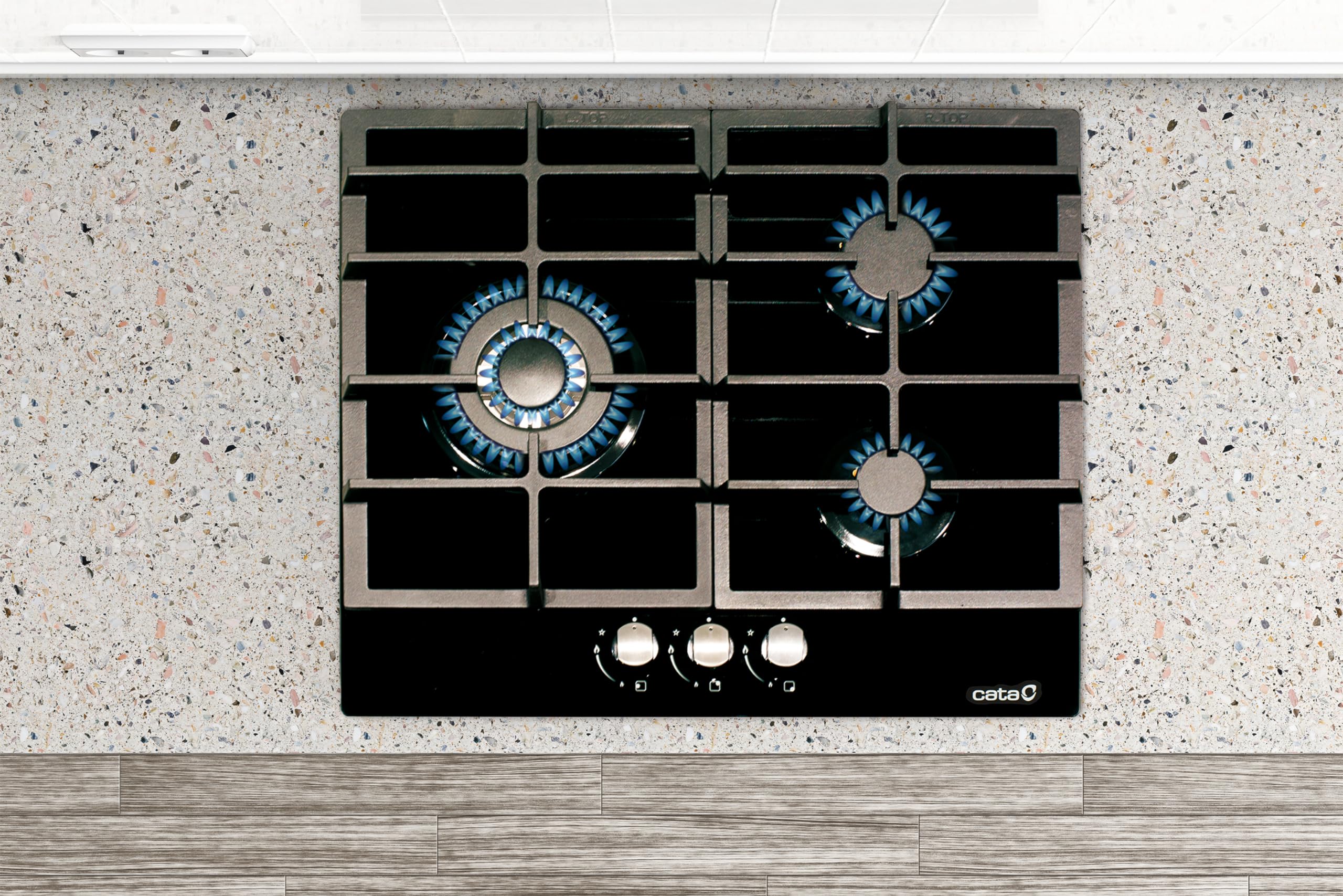 CATA LCiB 6021 BK Built-in Gas Hob Black – Plate (Built-in, Gas Hob, Black Glass, Cast Iron, 1000 W)
