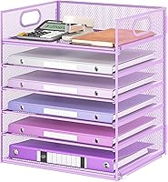 Vista 96 de 5 Tray Paper Organizer Letter Tray with Handle - Mesh Desk File Organizer, Paper Sorter Organizer for Office, Home or School File Folder Holder