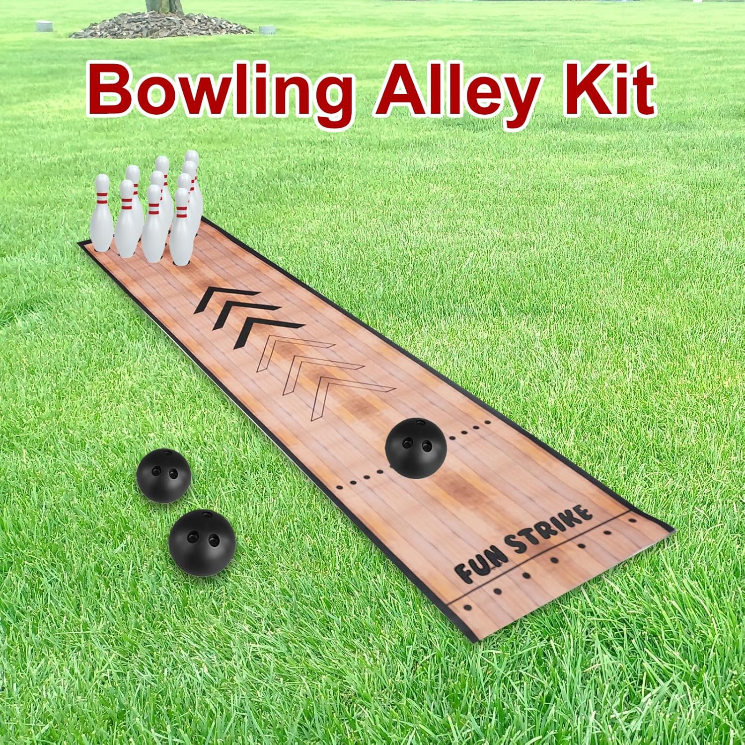 2 Sets Mini Bowling Set with Lane Full Bowling Pins and Ball Set for Home Family Friends Indoor and Outdoor