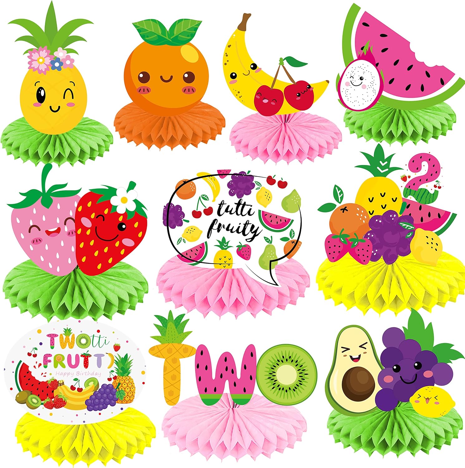 C L cooper life 10 piezas de centro de mesa de cumpleaños de frutas