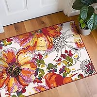 Vista 38 de Rugshop Alfombra de área con flores grandes, moderna, antiderrapante (antideslizante), para pasillo, de 2 x 10 pies, gris-azulado