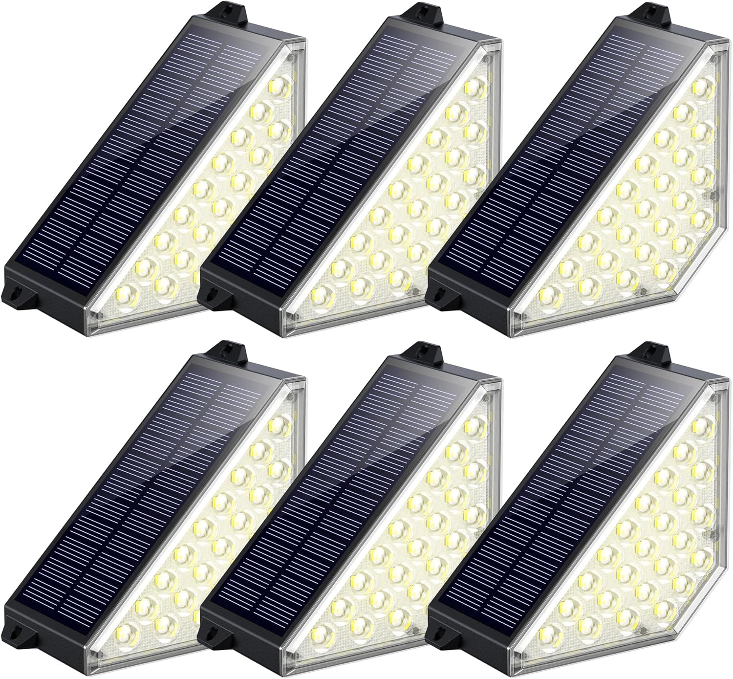 TECKNET Solar Step Lights for Outside, 2 Adjustable Brightness, 2 Mounting Methods, 24 LEDs Solar Stair Lights Outdoor, IP67 Waterproof Deck Light for Yard, Porch, Front Door, Patio, Garden ?3000K? 6 Pcs