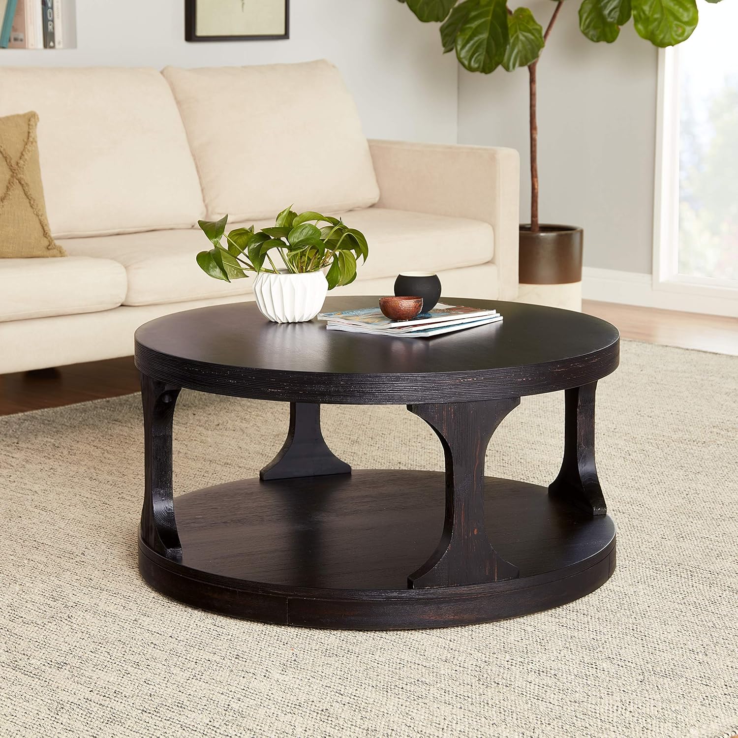 Furniture of America Carrie Antique Black Coffee Tables