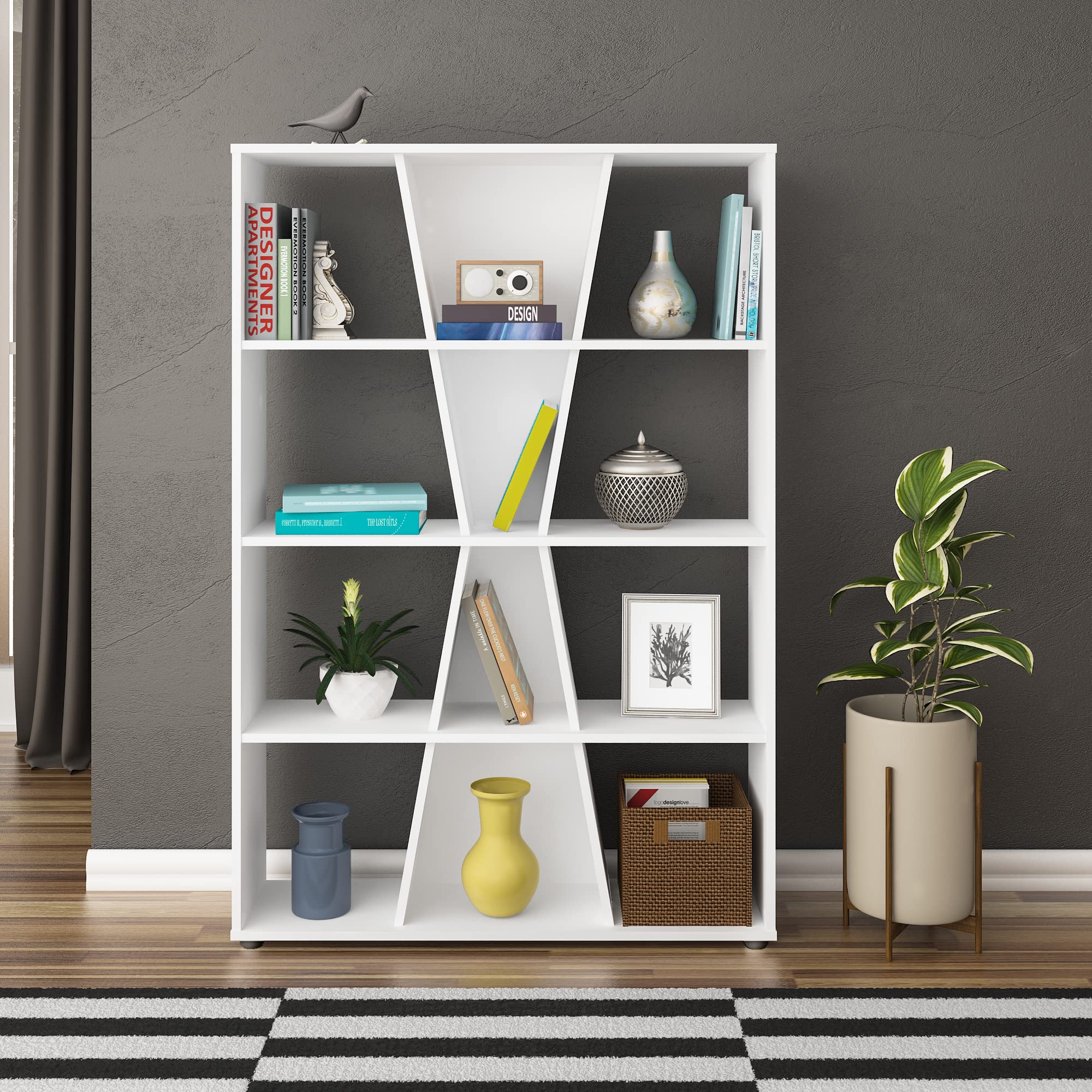 Seconique Naples White 12 Shelf Medium Bookcase