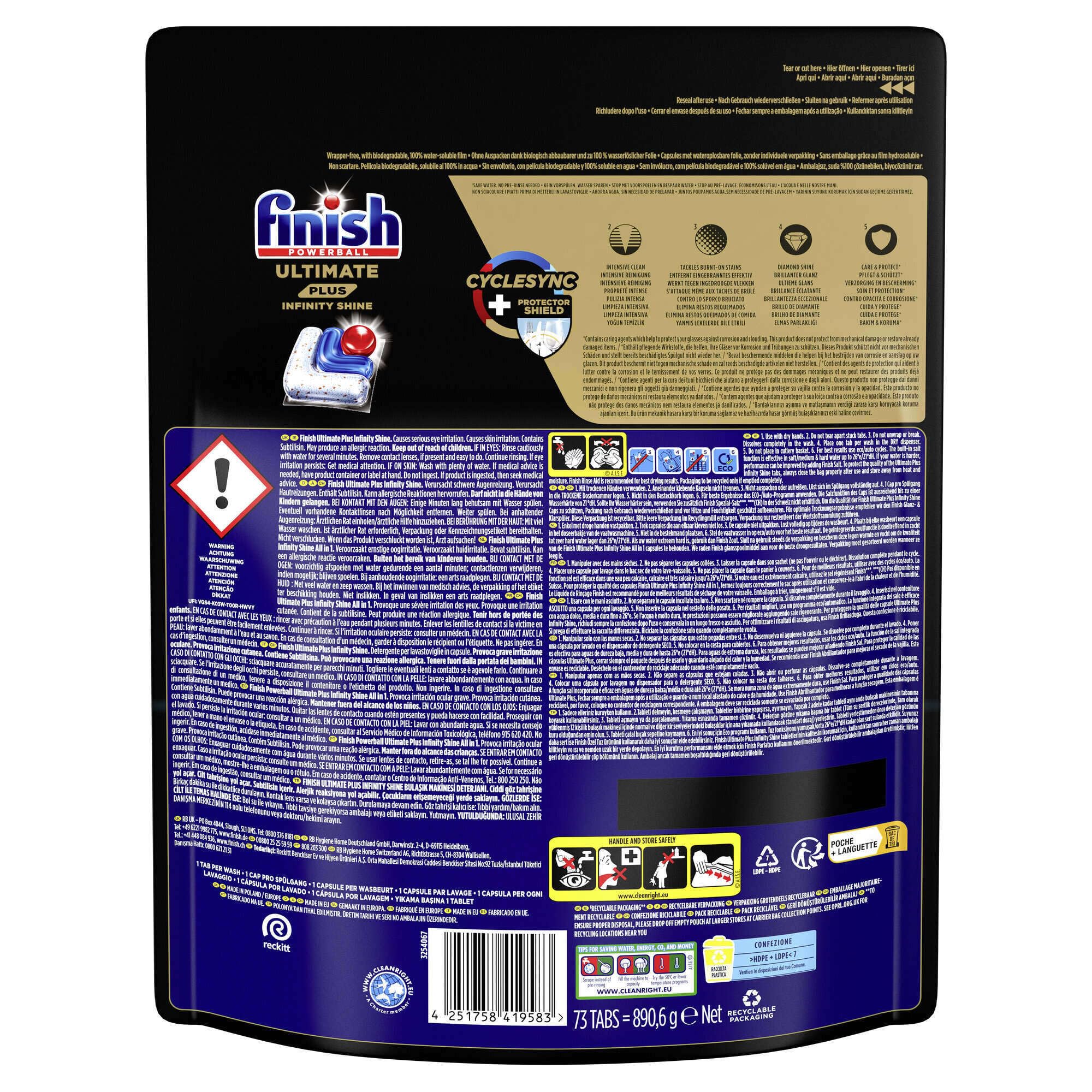 Finish Ultimate Plus Infinity Shine Pastillas para Lavavajillas 146 ud