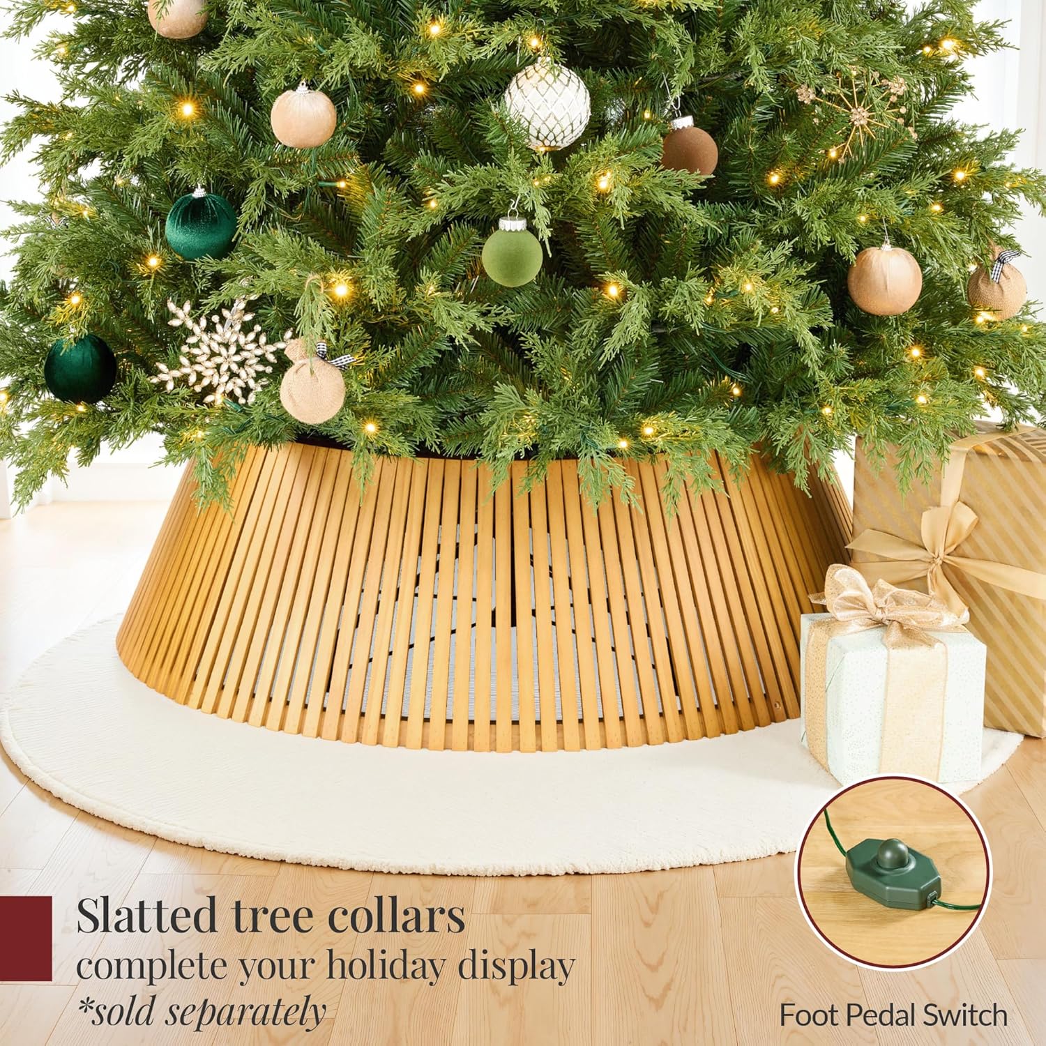 Best Choice Products Pre-Lit Cedar Cypress Christmas Tree w/Twinkling Lights, 7.5ft Lighted Artificial Holiday Décor, White & Multicolored LEDs