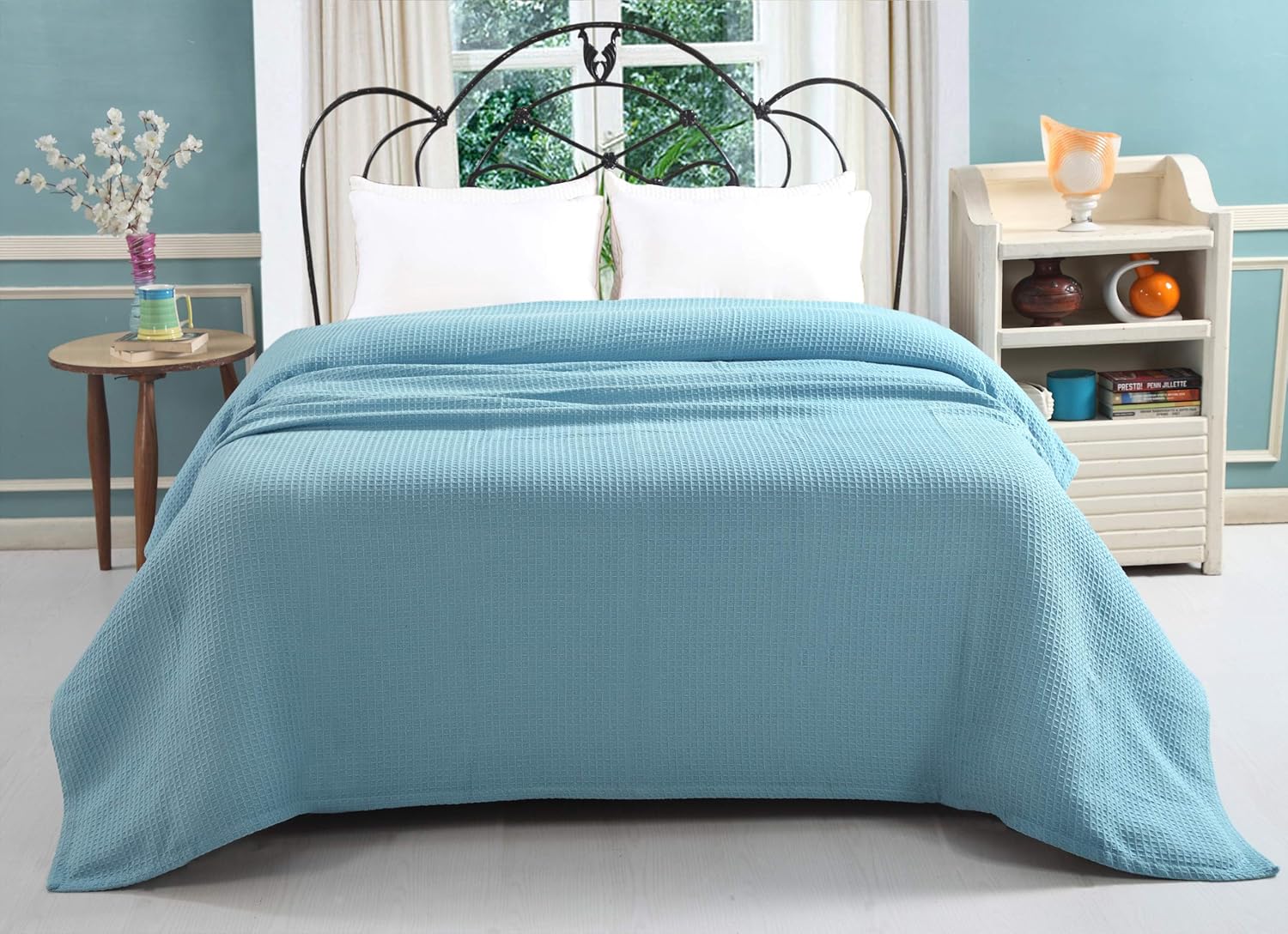 BBH 100% Cotton Waffle Thermal Blanket - Queen Size (90 x 90 Inch) Ivory - Premium Soft Breathable Lightweight Blanket in Waffle Weave for Home Decoration - Perfect for Layering Any Bed for All Season : Home & Kitchen