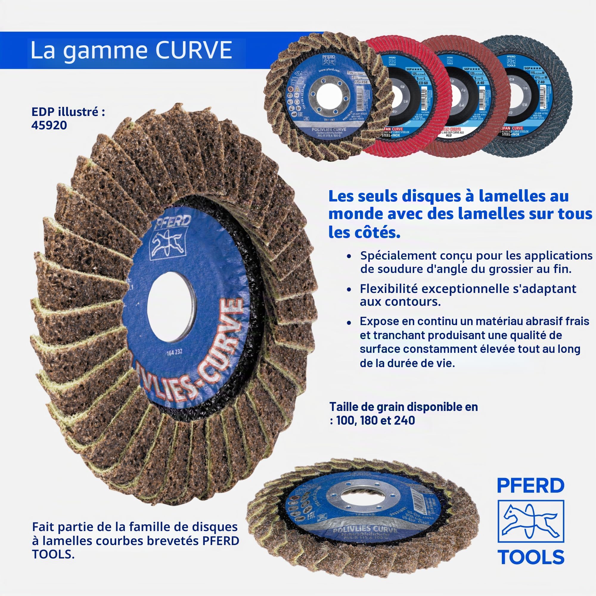 PFERD 67344 Polifan PFR Disque à lamelles de type radial, oxyde de céramique, 12,7 cm de diamètre, trou d'arbre de 2,2 cm, 12200 tr/min, grain 60