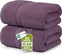 Utopia Towels Jumbo Bath Sheets 2-Pack, 600 GSM Ring Spun Cotton, 35x70 Inch Extra Large, Super Soft Absorbent Quick Dry Towels, Plum