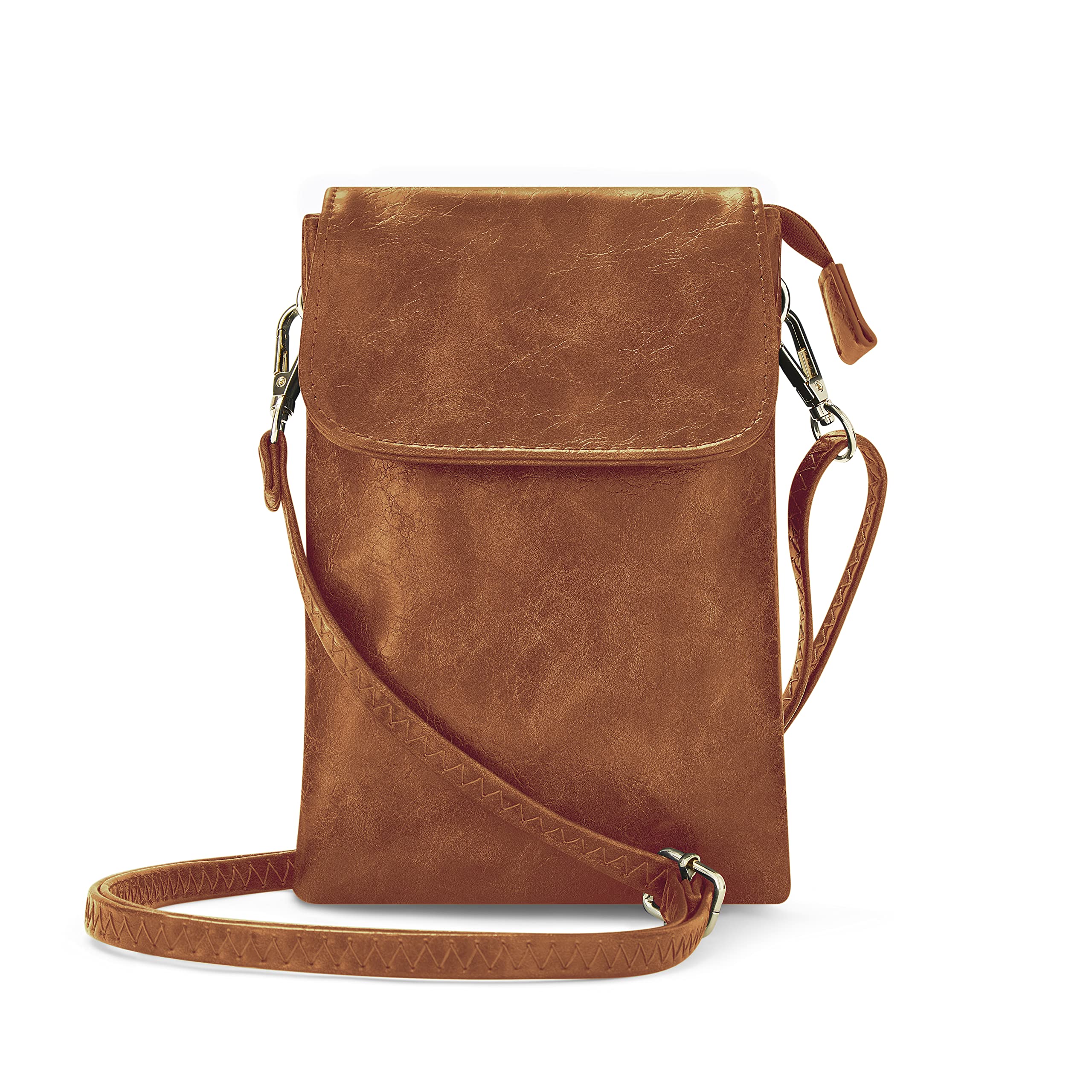woodland leathers Phone Bag, Crossbody Bags For Women Vegan Leather Cell Phone Purse Wallet Small Shoulder Bag - Fit All Phones phone bags for women crossbody with Anti theft zipper pocket, Tan-picture-17
