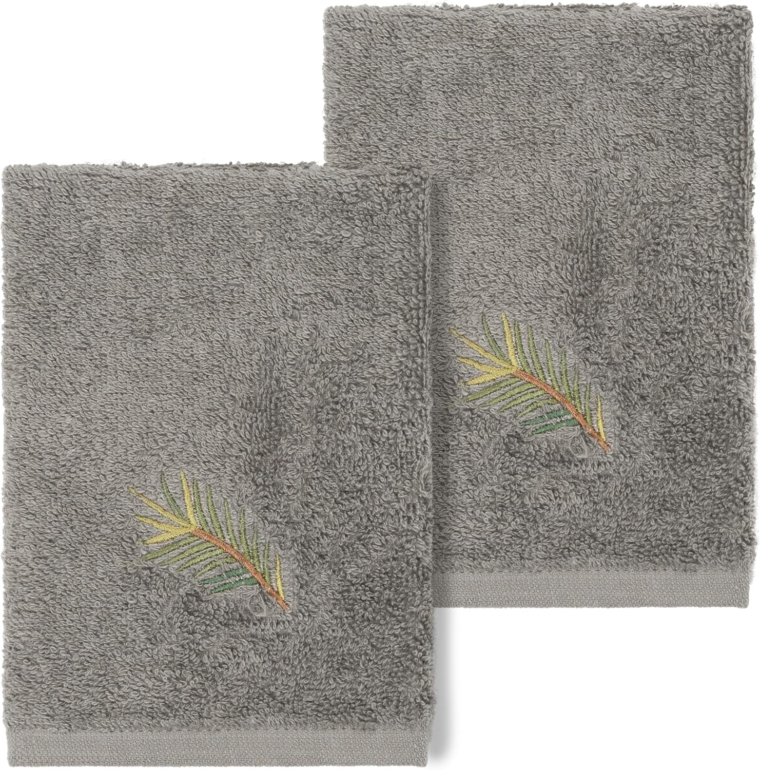 Pineland 2-Piece Bath Towel Set, Pine Branch Embroidery, Premium Turkish Cotton, Soft & Quick-Drying, 2 Bath Towels, Cream