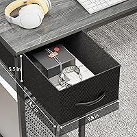 Vista 7 de SUPERJARE Escritorio para juegos en forma de L con luces LED y tomas de corriente, escritorio reversible para computadora con estantes y cajón