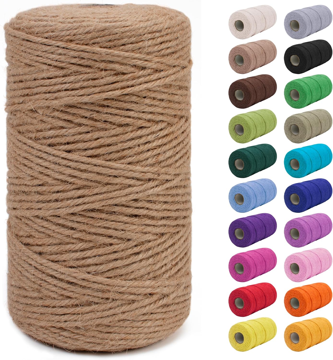 JeogYong 3mm Jute Twine String 656 Feet Natural Thick