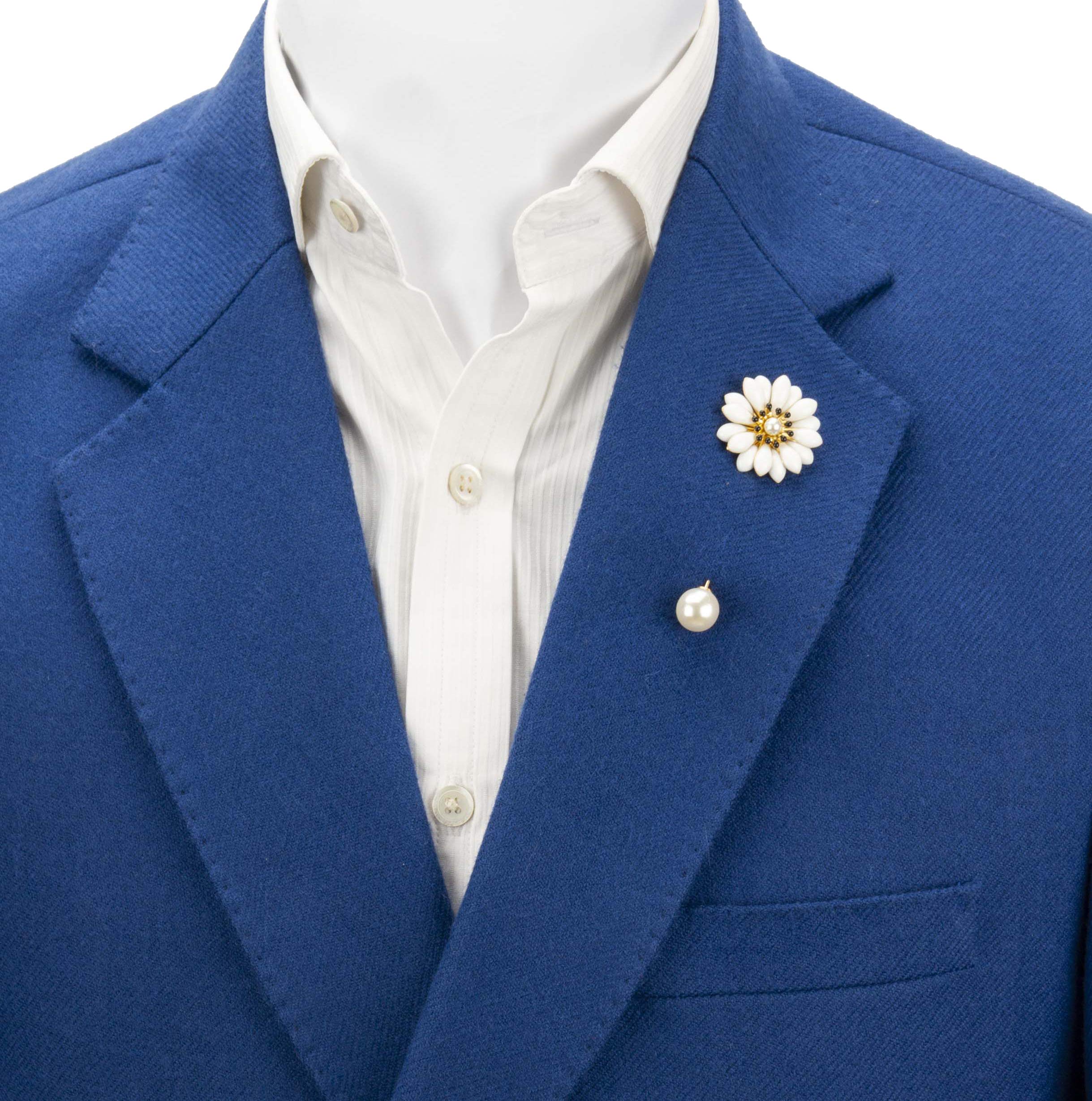 Elegant Flower with Pearl Detailing Lapel Pin