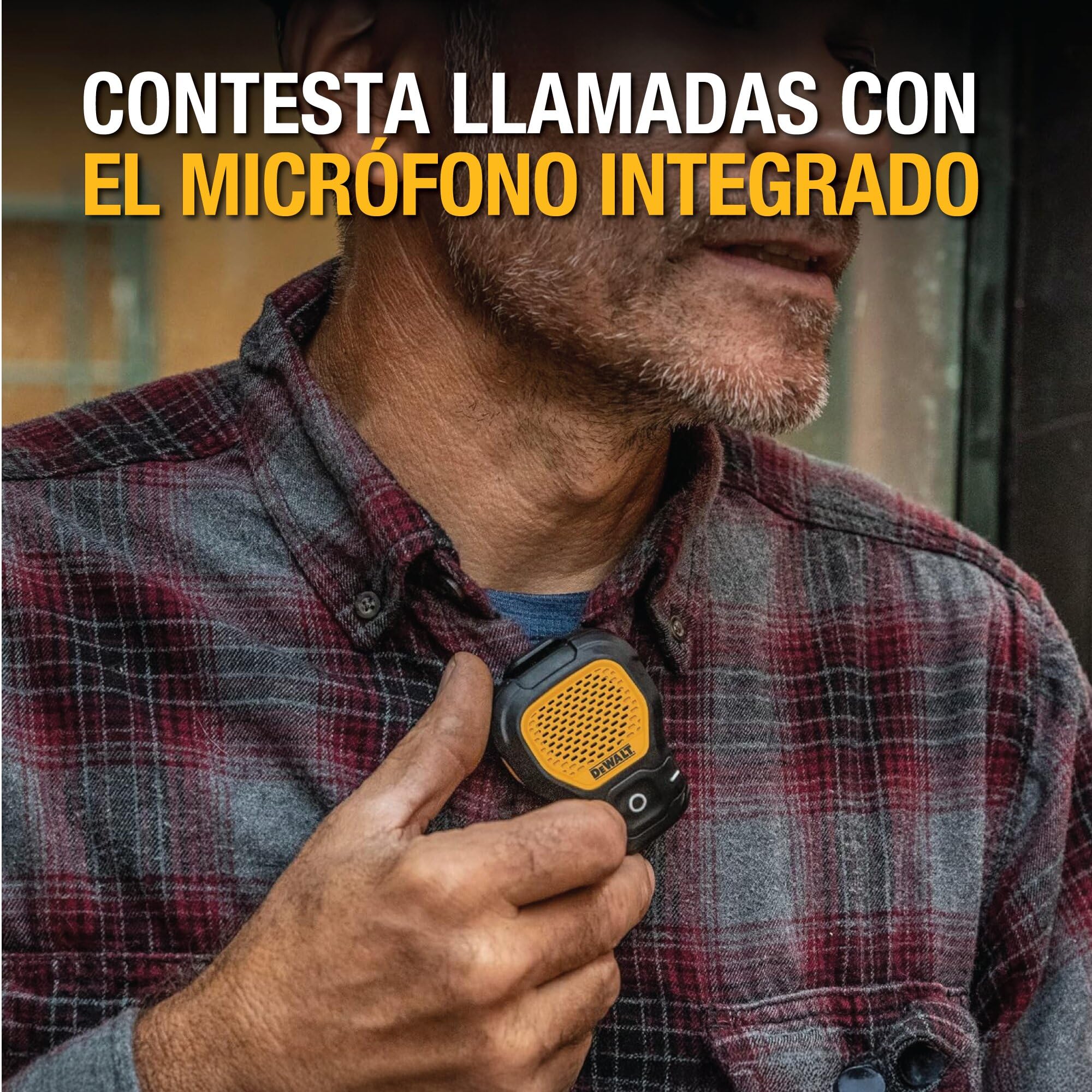 DEWALT Altavoz Bluetooth Portátil, Emparejamiento Estéreo Inalámbrico, Resistente al Agua, magnético, con Clip, micrófono Incorporado, 10 Horas Reproducción, música/Llamadas Manos Libres