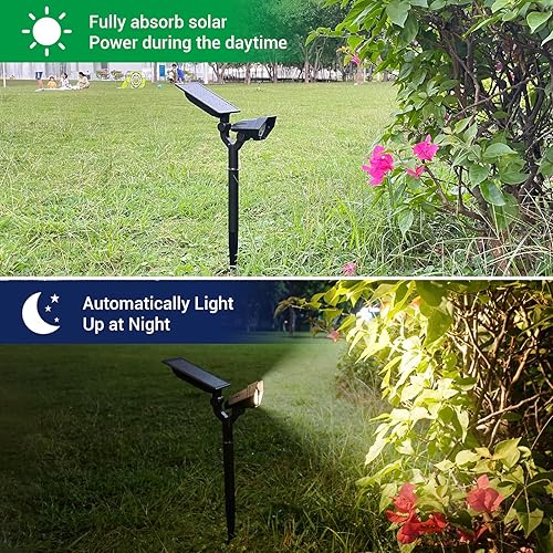 Miniatura 4 de Focos solares para exteriores, 4 modos de luz solar para paisaje con LED de súper brillo, panel y luz ajustable, luces de seguridad alimentadas por
