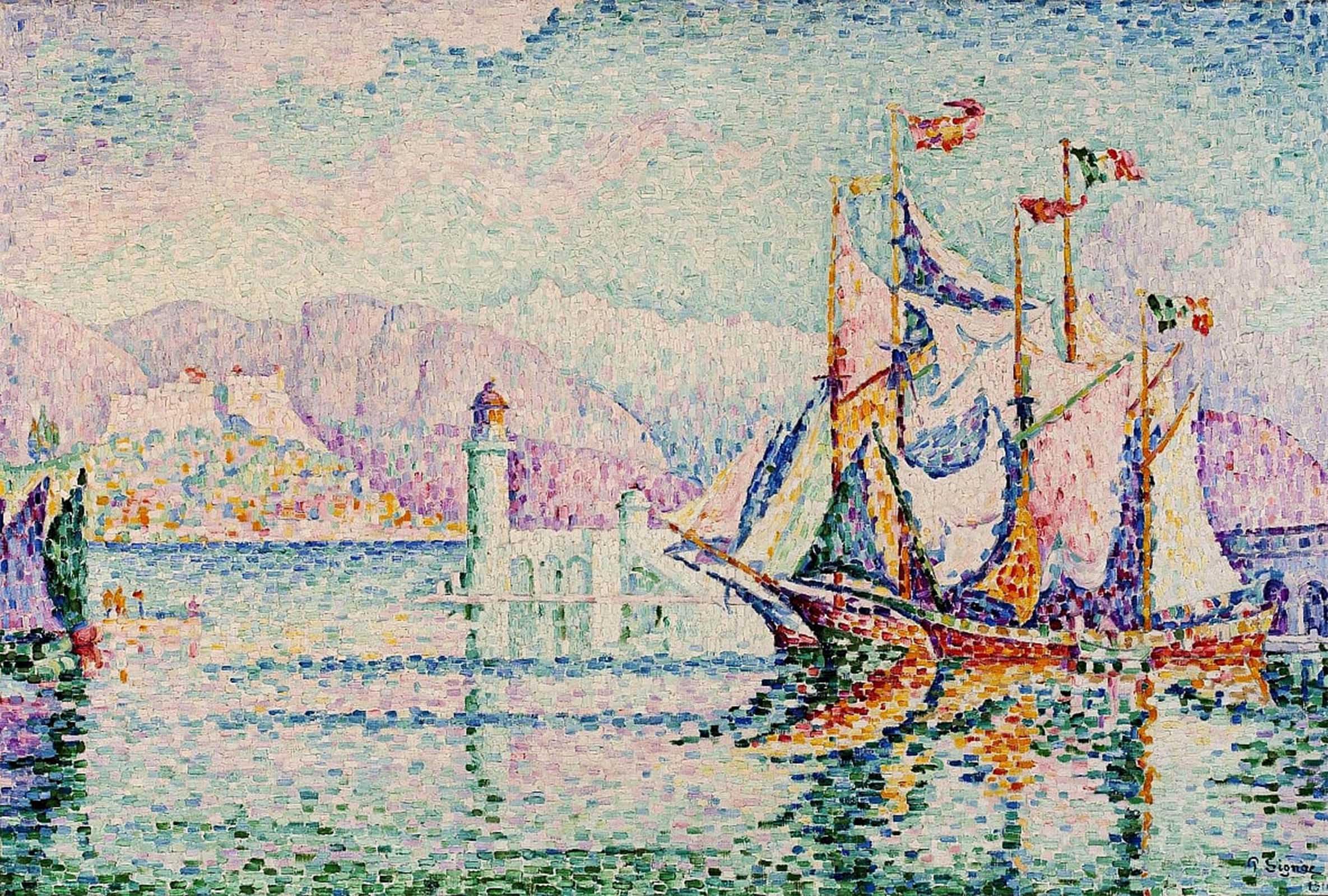 SERENDIPITP Vintage Picture Print on Canvas Wall Art Poster Antibes in the Morning. by Paul Signac Artwork Print Poster for Wall Decor 60x90cm