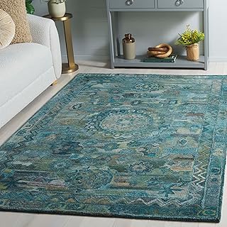 Safavieh Anatolia Collection Accent Rug - 4' x 6', Aqua & Green, Handmade, Ideal for The Living Room, Bedroom, Dining Room (AN411Y-4)