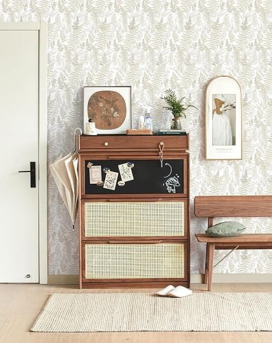 Miniatura 2 de Aniboo Paquete de papel tapiz de hojas de 17.3 x 78.7 pulgadas para dormitorio, papel tapiz bohemio para baño, papel de contacto floral