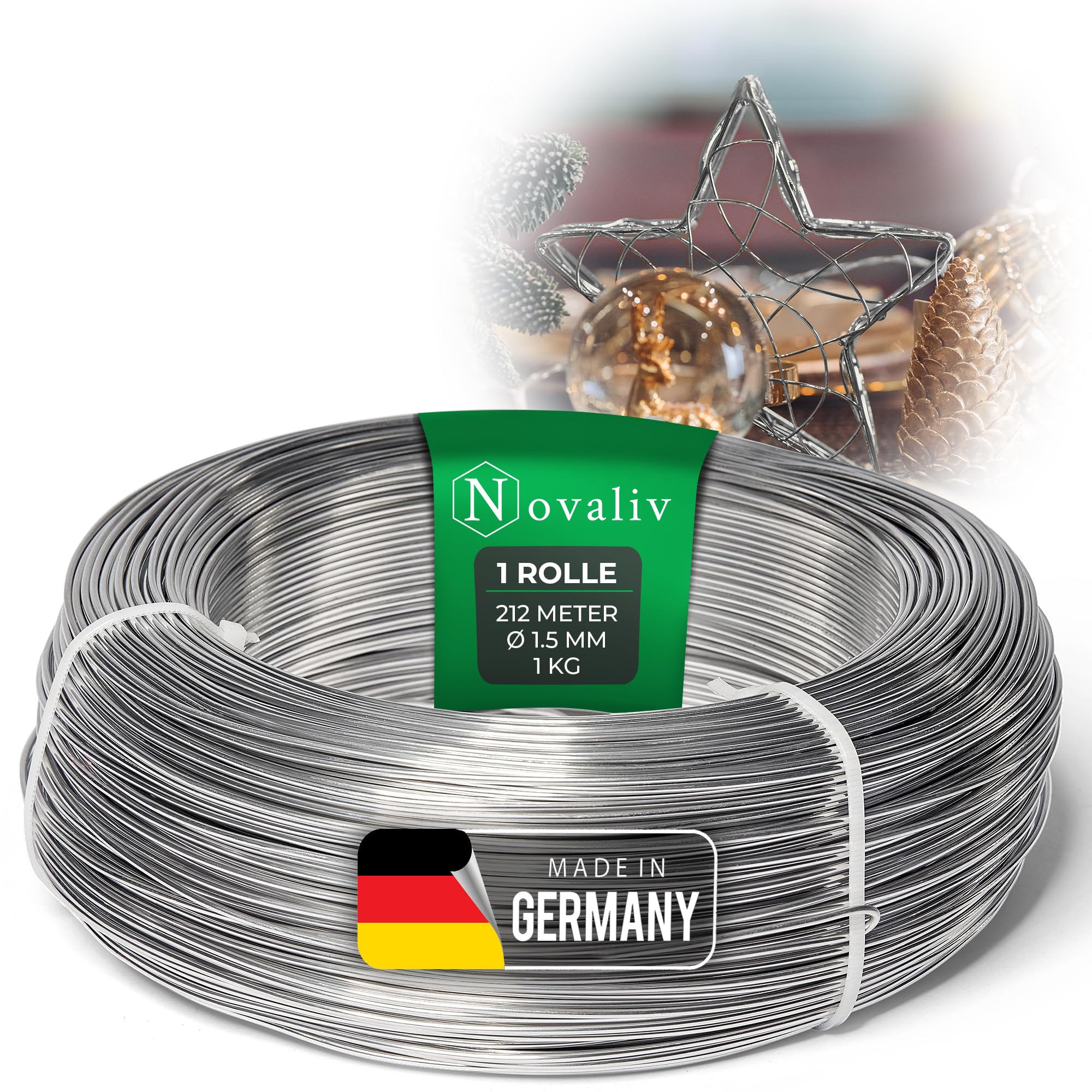 Novaliv Aluminium Wire Diameter 1.5 mm I Craft Wire Silver I Aluminium Wire for Crafts Flower Wire Metal Wire Bending Wire Jewellery Wire