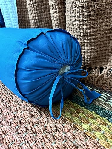 Miniatura 4 de Saffron HANDICRAFTS - Funda de cojín de algodón de 240 hilos, funda extraíble para rollo de cuello, reposapiernas, práctica de yoga, meditación,