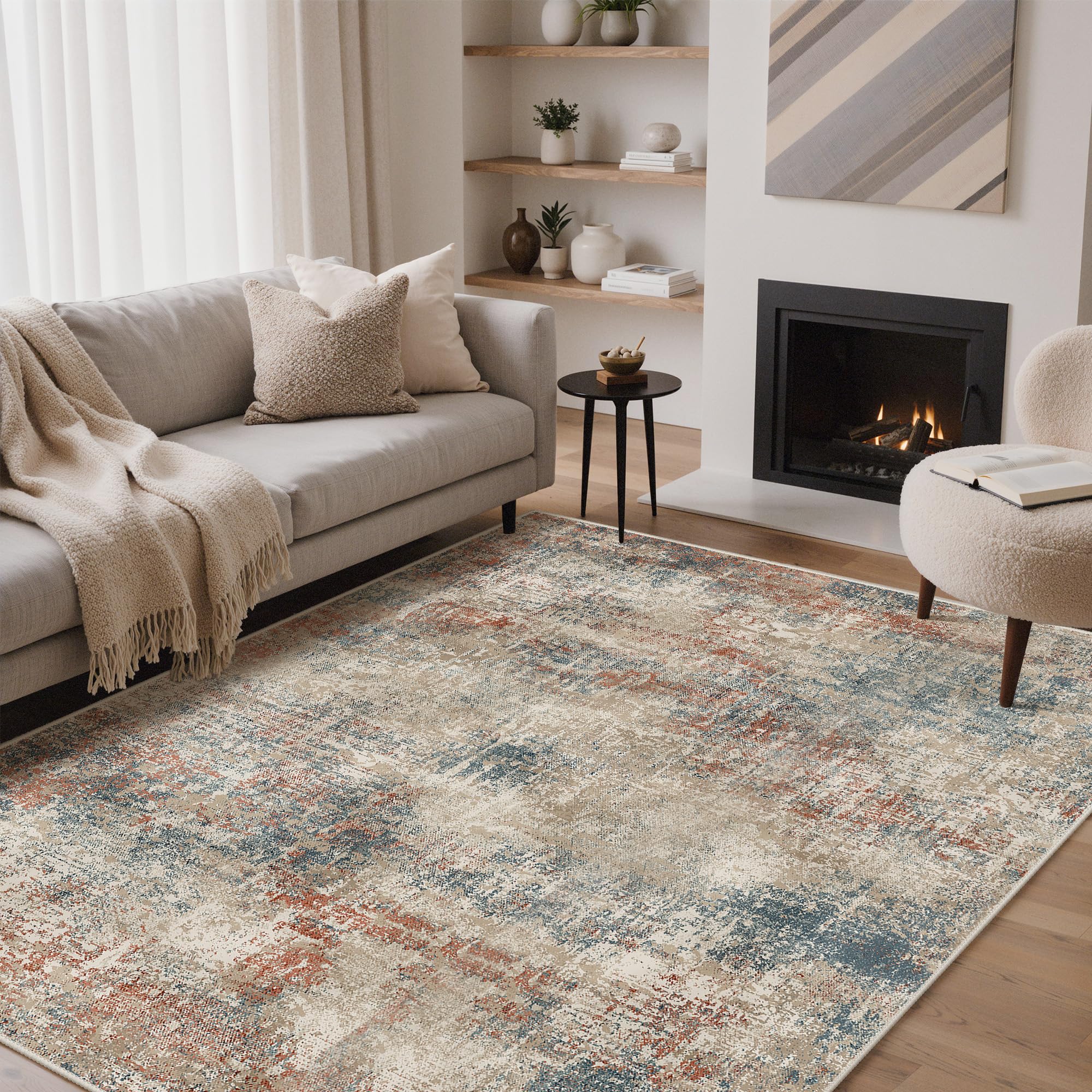 GENIMO Rug Living Room Large 160x230cm, Modern Abstract Area Rugs Washable, Non-Slip Floor Carpet Minimalist, Low Pile, Non-Shedding, Dining Room, Office, Bedroom, Kitchen, Hall, Lounge, Indoor Decor — image 1