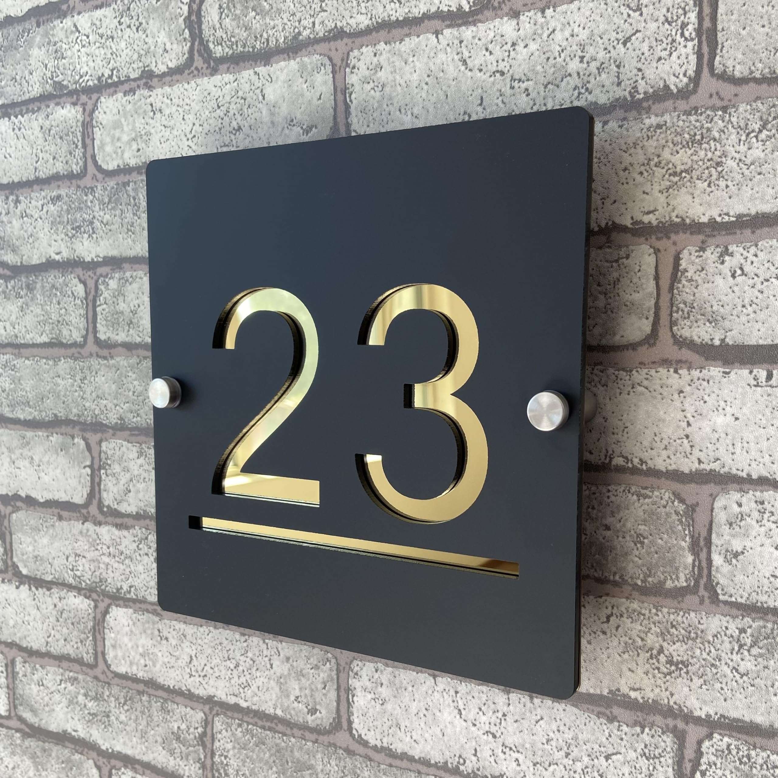 Placa de Número de Casa Personalizada 3D en Acrílico Negro y Plateado, Números Flotantes con Dirección, Placa para Puerta Interior y Exterior, Ideal para Hogar, Hotel, Apartamento, Tienda
