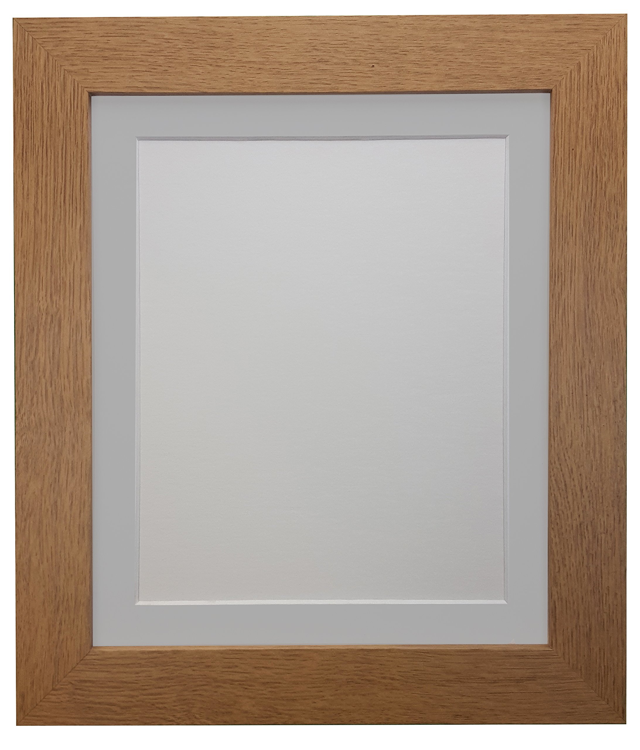 FRAMES BY POST "London Oak Picture Photo Poster Frame with A4 Light Grey Mount for Picture Size 9 x 6-Inch, Oak with Light Grey Mount, 39 x 15 mm โ image 1