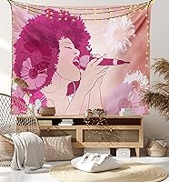 Vista 41 de Lunarable Tapiz abstracto, diseño floral de cachemira batik, adorno dibujado a mano, decoración de tela para colgar en la pared para dormitorio