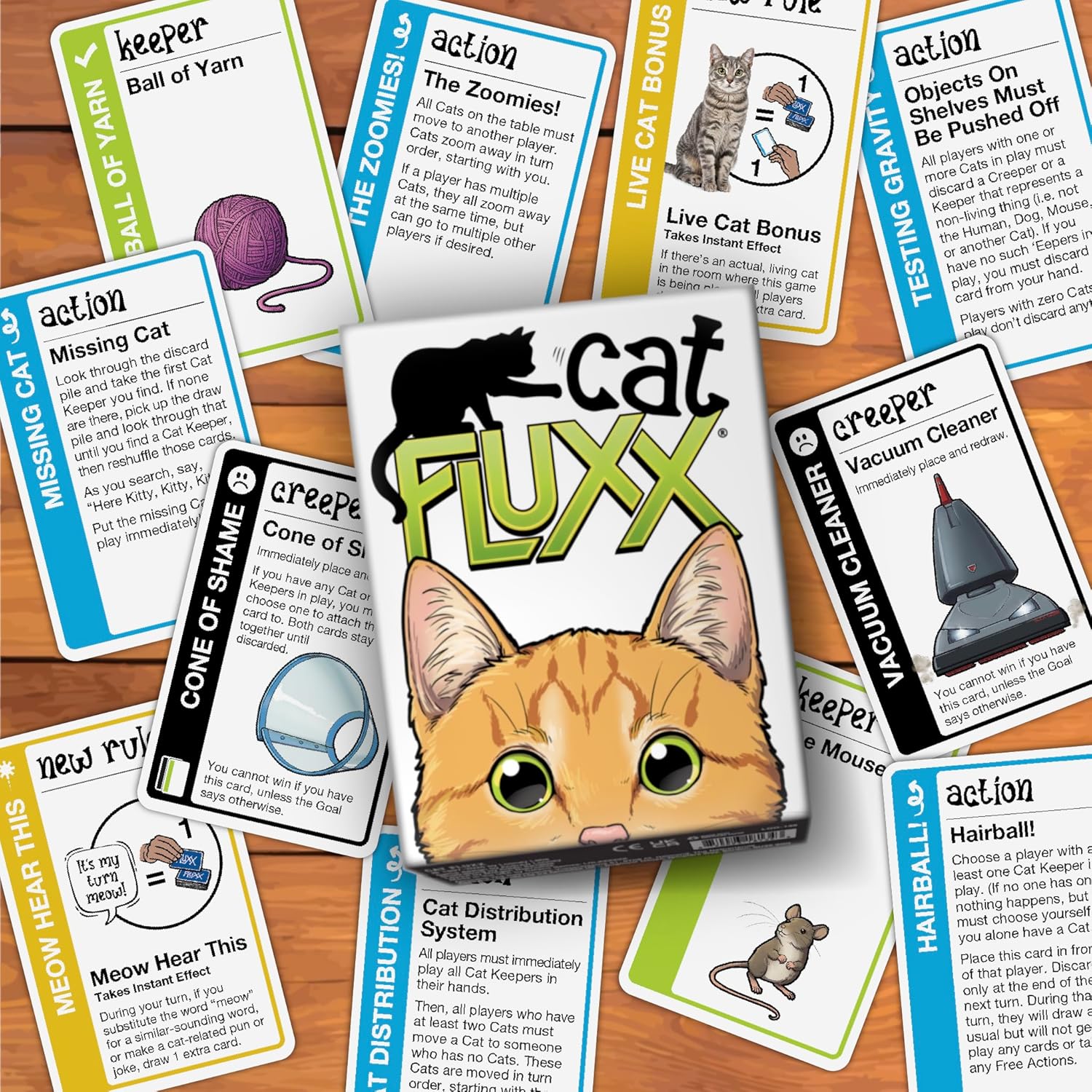 Looney Labs Cat Fluxx - The Cat-Themed Card Game of Feline Fun, 1-6 Players