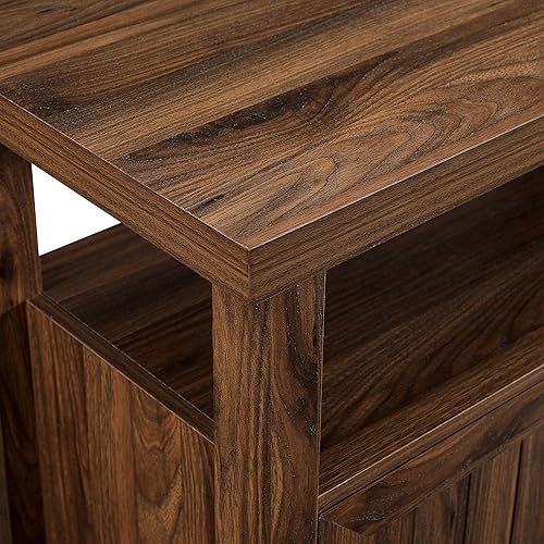 Miniatura 3 de Walker Edison Kent - Soporte alto para puerta ranurada rústica moderna para televisores de hasta 65 pulgadas, 58 pulgadas, nogal oscuro