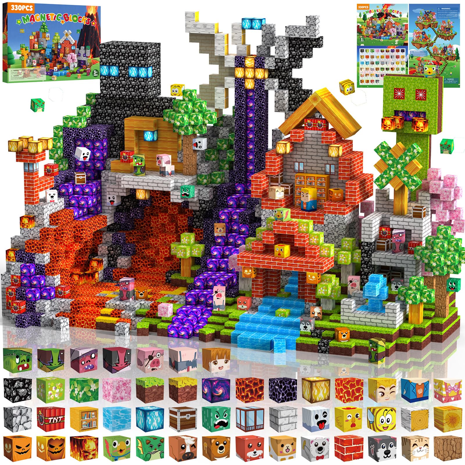 Costruzioni Magnetiche per Bambini 330 PCS 2CM, giochi cubi magnetici Montessori 3+. Blocchi Magnetic Building Blocks adatti da 3 a 12 anni, regali di compleanno perfetti per ragazzi