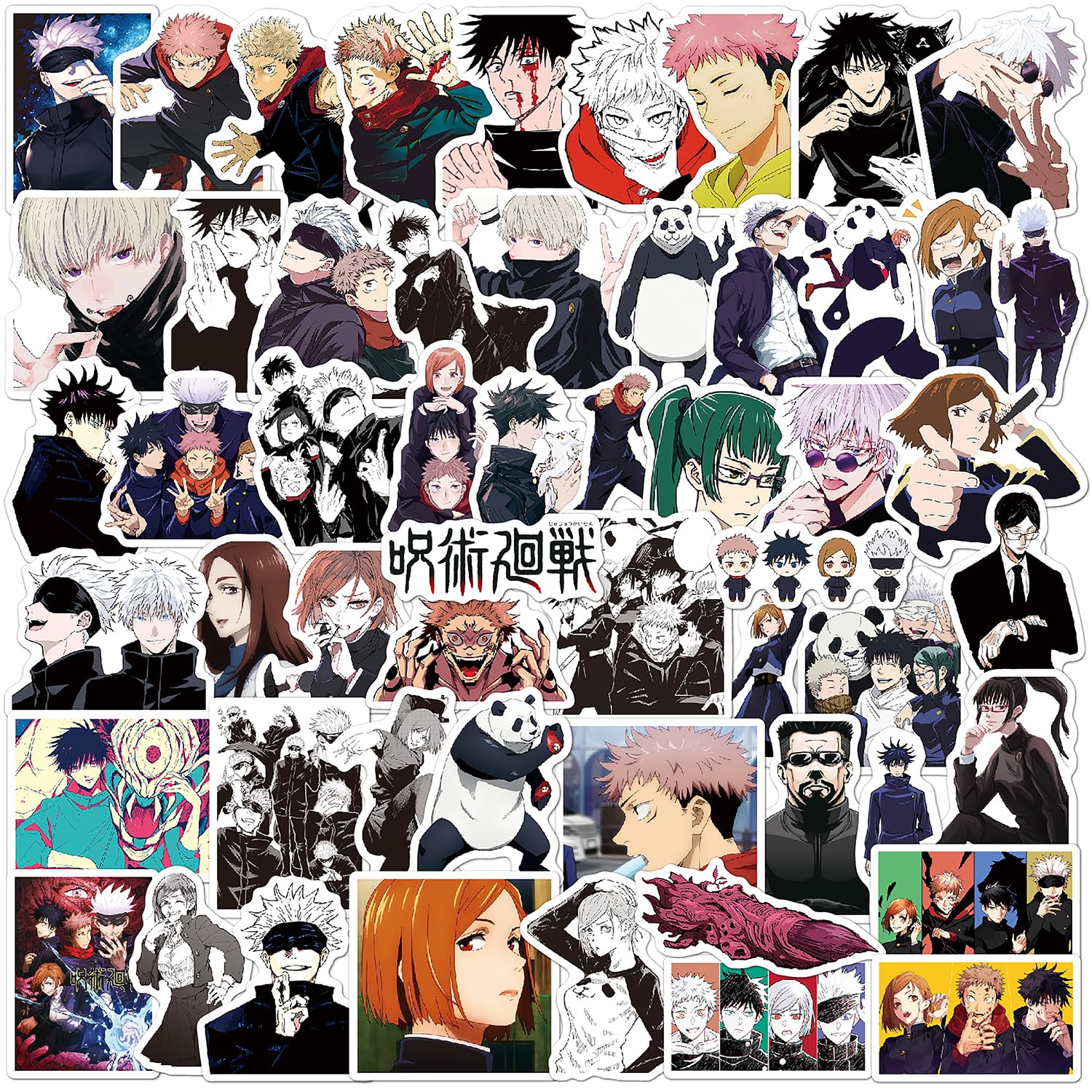 50 Jujutsu Kaisen Vinyl Aufkleber Set - Wasserdichte Anime Sticker für Laptops, Wasserflaschen, Notizbücher - Strapazierfähige & lebendige Designs