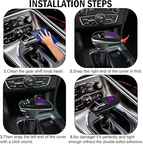 Miniatura 5 de SENSHINE Pomo de la palanca de cambios para Dodge Charger Challenger Accesorios 2015-2023 2024 Durango 2016-2024 ABS Interior Shell Inserto