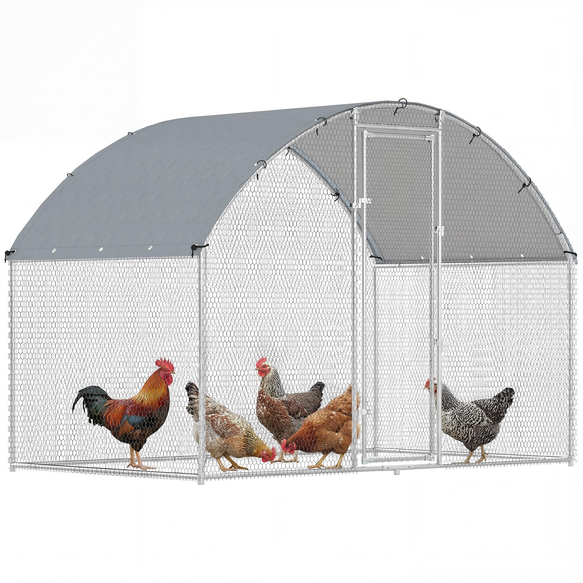 PawHut Gallinero Exterior 2,8x1,7x1,9 m 4,7 m² Acero Galvanizado Anti-UV Impermeable Jaula 5-8 Gallinas