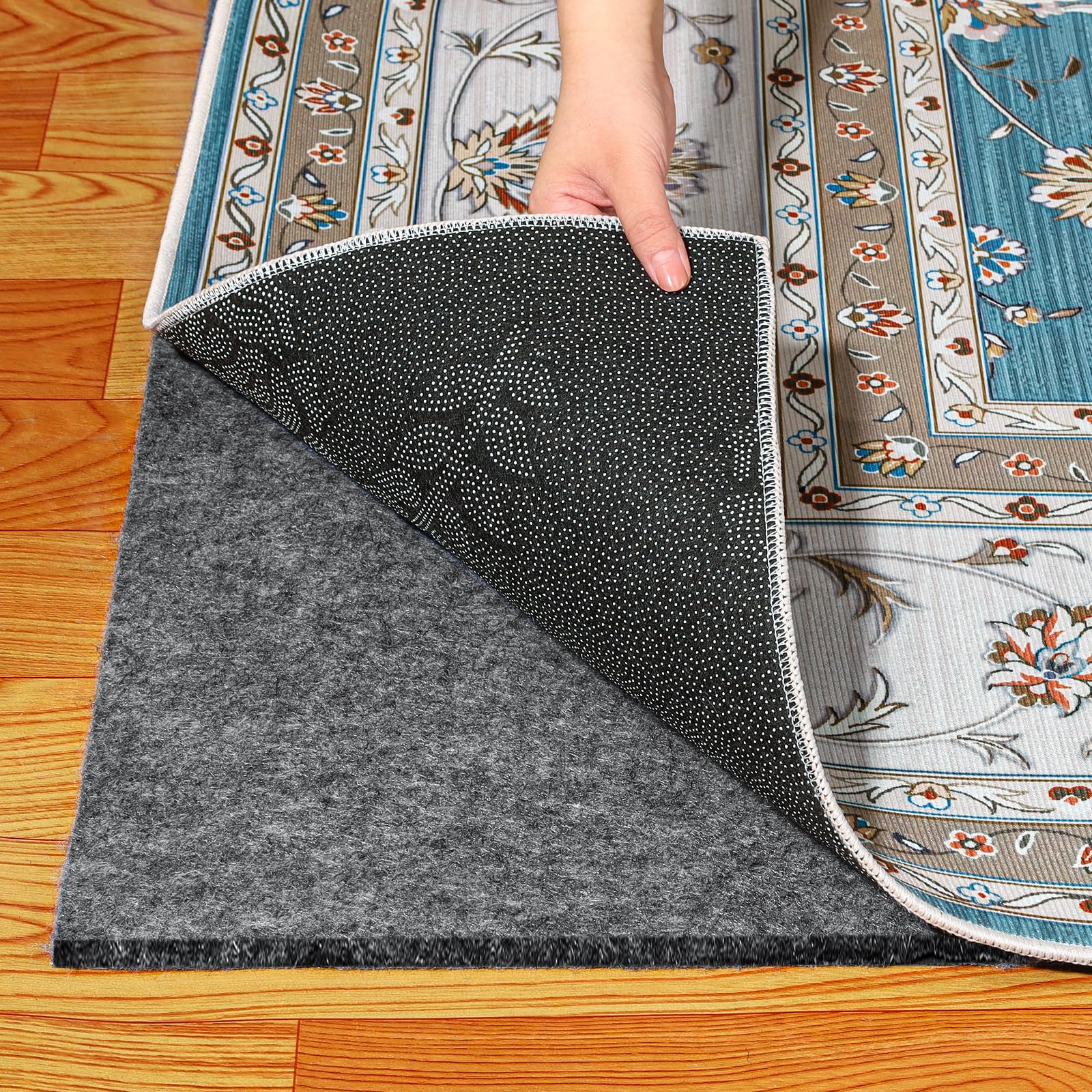 Photo 1 of Waterproof Rug Pad, Thick 9x12 ft Under Area Rug Carpet Pad, Non Slip Felt Rug Pads for Hardwood Floors, Keep Carpets in Place Soft and Prevent Rug from Wrinkling or Buckling