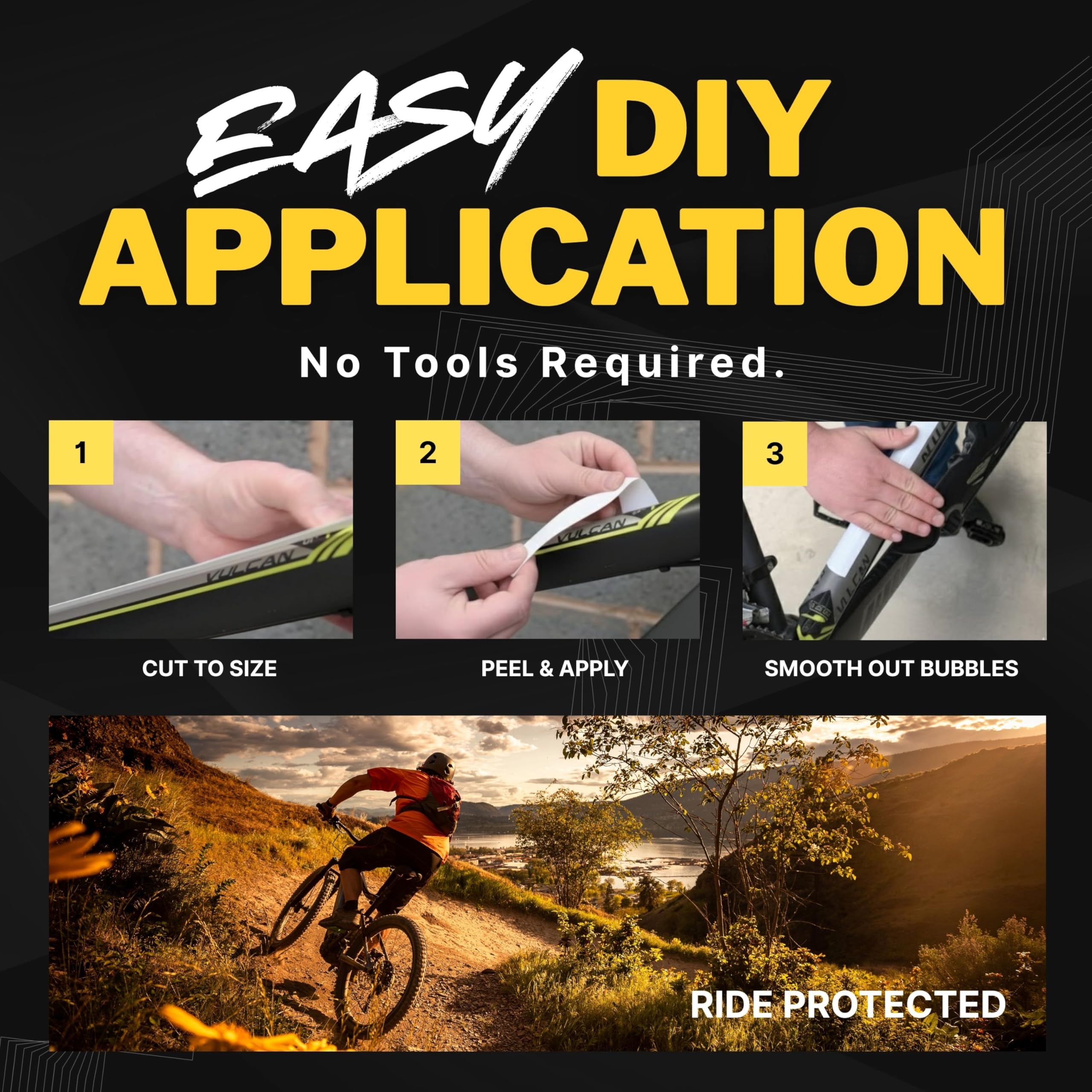 150mm x 1m, 2m, 3m Helicopter Tape or Bike Protection Tape - Accessoires de vélo pour protéger votre VTT, vélo électrique, vélo de route contre les rayures, les graviers et les dommages - Film de
